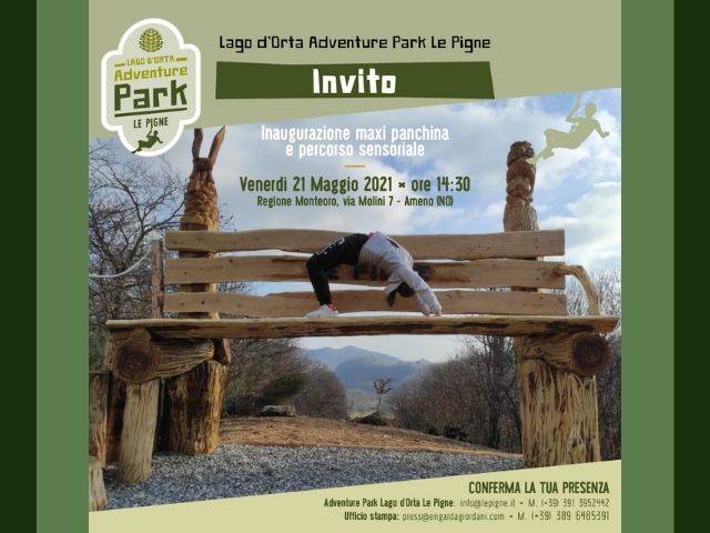 Doppia inaugurazione all’Adventure Park Lago d’Orta: percorso sensoriale e panchina gigante!