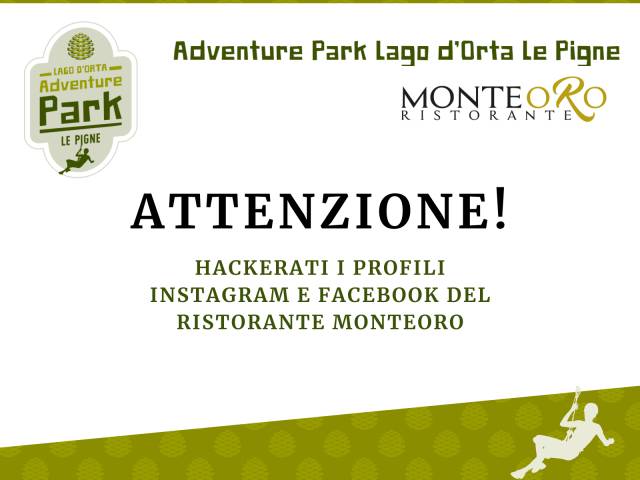ATTENZIONE: hackerati profili social Ristorante MonteOro